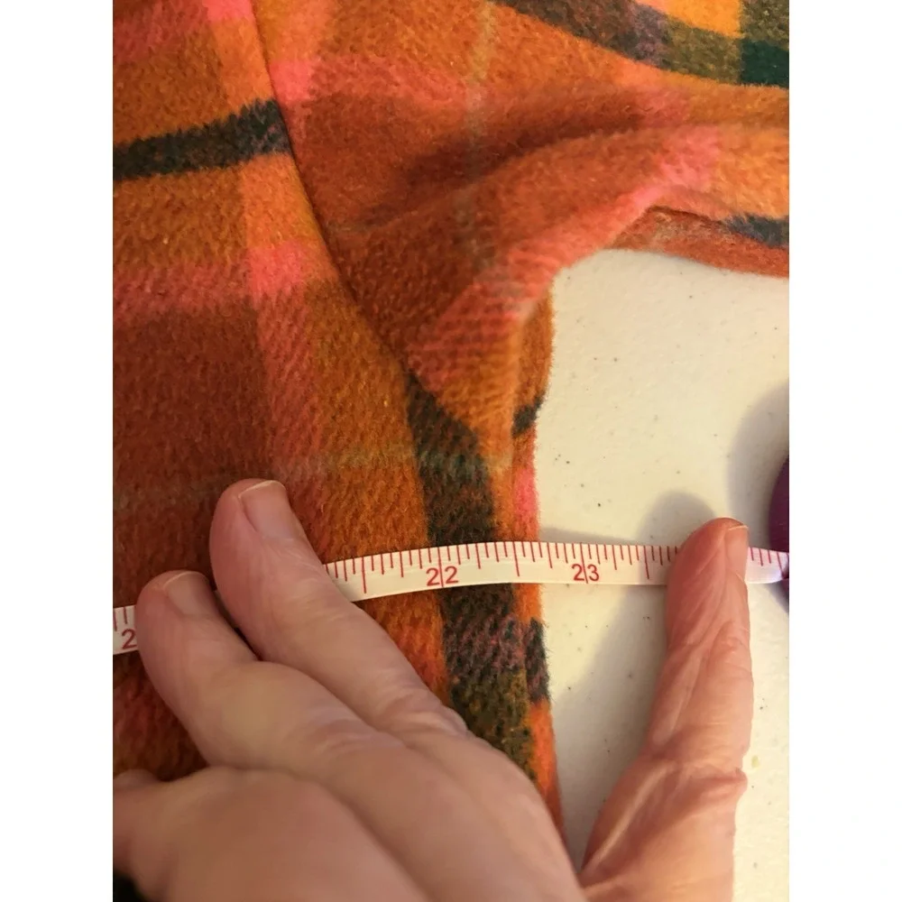 Wild Fable Women Sz M Flannel Shacket Plaid Orange Pink Shirt Jacket Wool‎ Blend